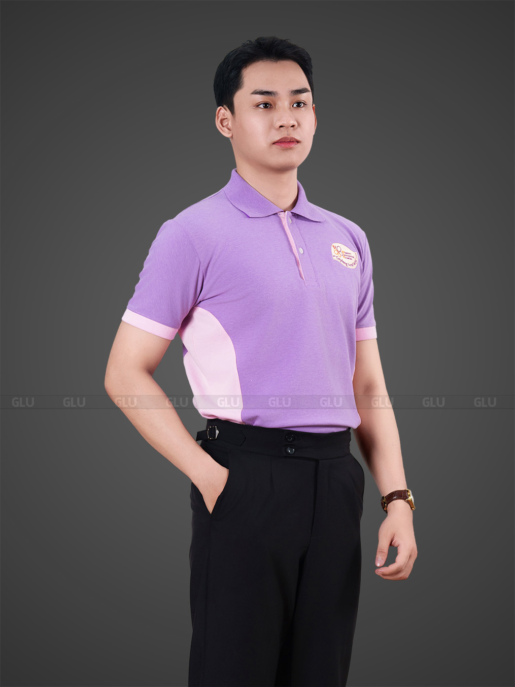 Đặt may áo thun đồng phục màu tím công sở