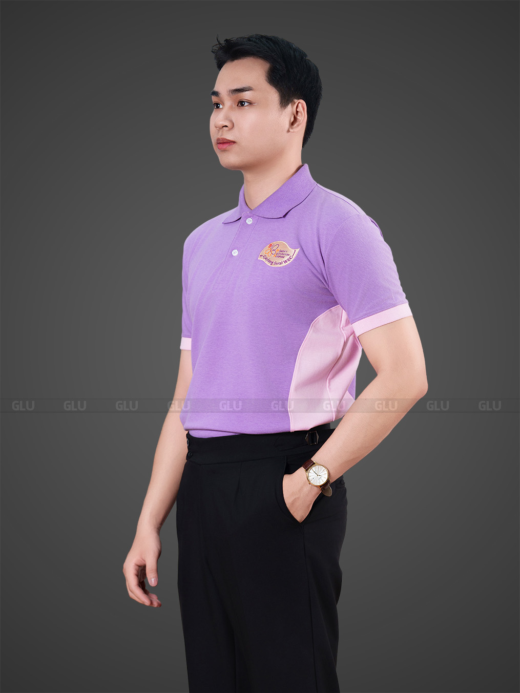 Đặt may áo thun đồng phục màu tím công sở